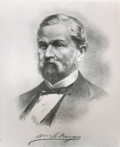 صورة لوليام جورج فارجو (1818-1881) المؤسس المشارك لشركة Wells Fargo & Co. (litho) بواسطة المدرسة الأمريكية