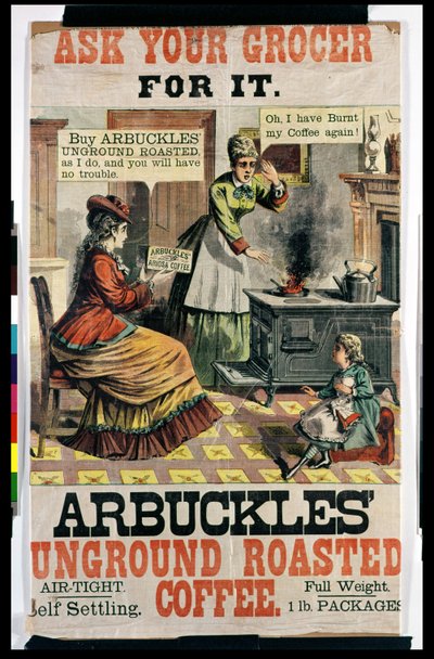 الإعلان الملصق Arbuckles Unground البن المحمص بواسطة American School