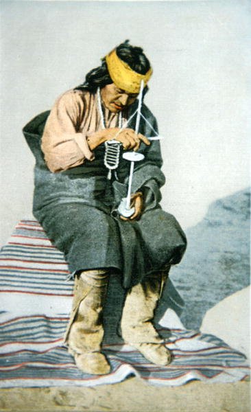 بويبلو رجل حفر الفيروز ، c.1905 (لون ليثو) بواسطة المدرسة الأمريكية