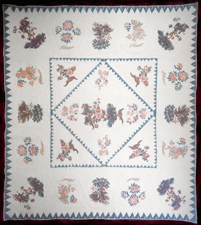 لحاف في Broderie Perse ، c.1800 (مطبوع ، قطن مطبوع على أرضية لحاف) بواسطة المدرسة الأمريكية