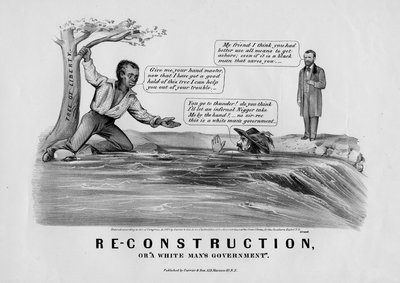 إعادة البناء ، أو حكومة مان بيضاء ، نشرتها Currier & Ives ، نيويورك ، 1868 بواسطة المدرسة الأمريكية