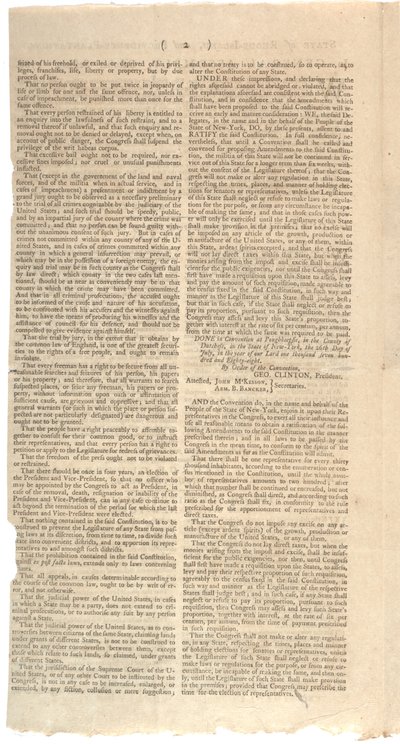 قرارات طباعة مقترح NYS لإدخال تعديلات على الدستور ، أكتوبر 1788 بواسطة المدرسة الأمريكية