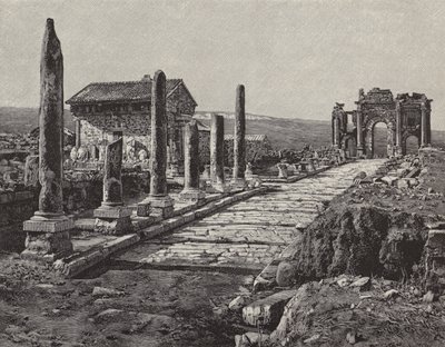 أطلال مدينة تيمقاد الرومانية البربرية (ثاموجاس القديمة) ، الجزائر (نقش) بواسطة المدرسة الأمريكية