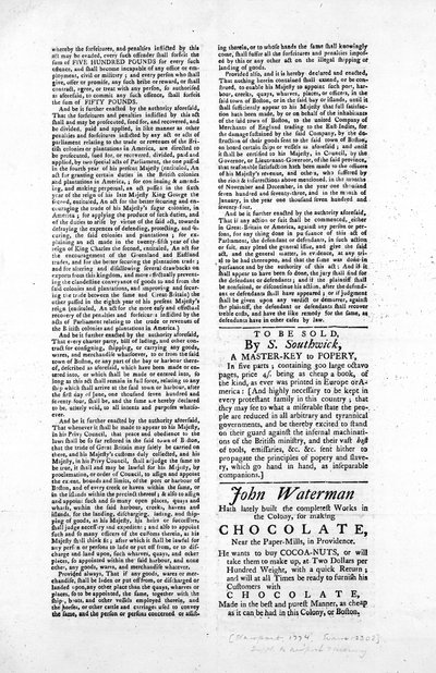 الصفحة الثانية من الجانب العريض التي تحدد قانون حظر ميناء بوسطن ، 1774 (ورق الصحف) بواسطة المدرسة الأمريكية