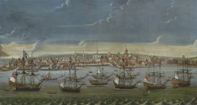 المرتقب الجنوبي الشرقي لمدينة نيويورك ، c.1756-7 بواسطة المدرسة الأمريكية