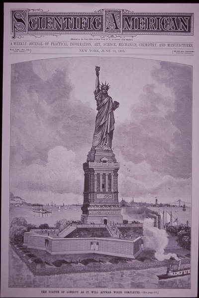 Statue of Liberty ‘as it will appear when completed’ on cover of Scientific American بواسطة المدرسة الأمريكية