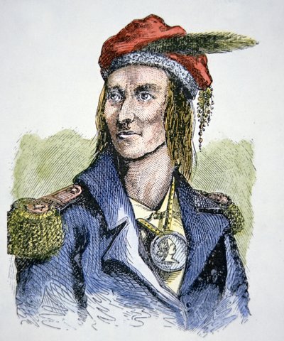 Tecumseh (1768-1813) (coloured engraving) بواسطة المدرسة الأمريكية