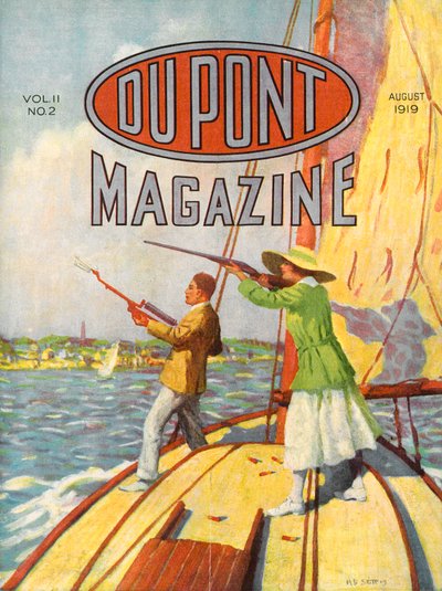 ال 1919 Grand American Handicap Trapshooting Tournament ، الغلاف الأمامي لمجلة DuPont ، أغسطس 1919 بواسطة المدرسة الأمريكية