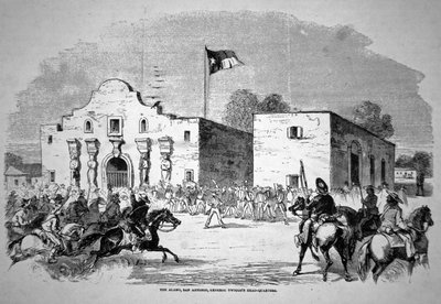 حصن ألامو في سان أنطونيو ، المقر الرئيسي للجنرال الفدرالي تويجز (1790-1862) (ليتو) بواسطة المدرسة الأمريكية