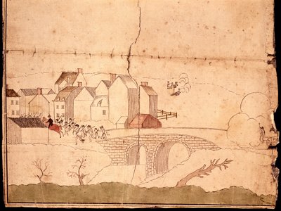 The Battle of Lexington and Concord (قلم وحبر ومرحاض على ورق) بواسطة المدرسة الأمريكية