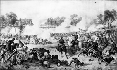 معركة البرية ، فيرجينيا ، الخامس من مايو والسادس 1864 ، الحانة. بواسطة Currier und Ives (النقش) (صورة بوند) بواسطة المدرسة الأمريكية