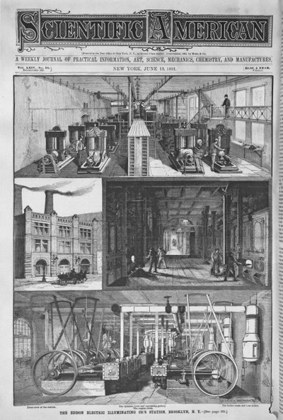 محطة Edison Electric Illuminating Cos Station ، توضيح من مجلة Scientific American ، 1891 بواسطة المدرسة الأمريكية