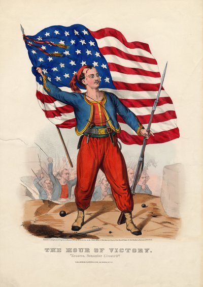 ساعة النصر: Zouaves ، تذكر Ellsworth !، حانة. بواسطة Currier & Ives ، 1861 بواسطة المدرسة الأمريكية