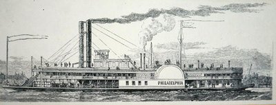 The Mississippi Side-wheeler 'Philadelphia' ، من 'Harper's Weekly' بواسطة المدرسة الأمريكية