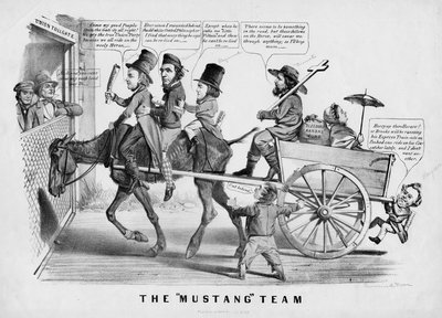 فريق موستانج ، نشرته Currer & Ives ، نيويورك ، c.1856 بواسطة المدرسة الأمريكية