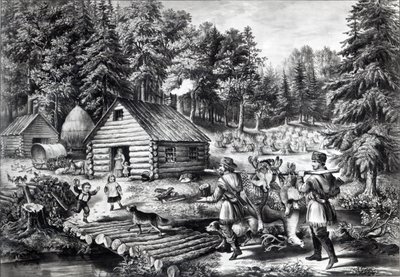 بيت الرائد على الحدود الغربية ، حانة. بواسطة Currier und Ives ، 1867 بواسطة المدرسة الأمريكية