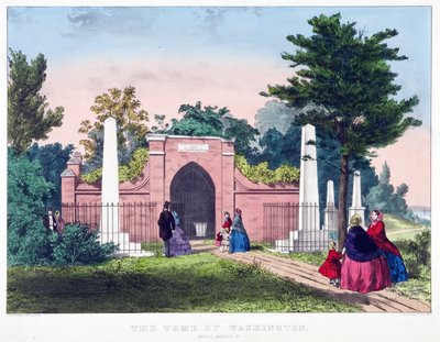 قبر واشنطن ، ماونت فيرنون ، فيرجينيا ، حانة. c1857 طباعة حجرية ملونة. بواسطة المدرسة الأمريكية