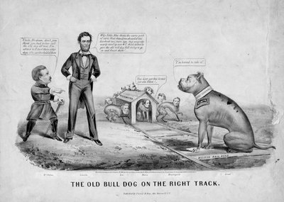 الكلب الثور القديم على المسار الصحيح ، نشرته Currier & Ives ، نيويورك ، 1864 بواسطة المدرسة الأمريكية
