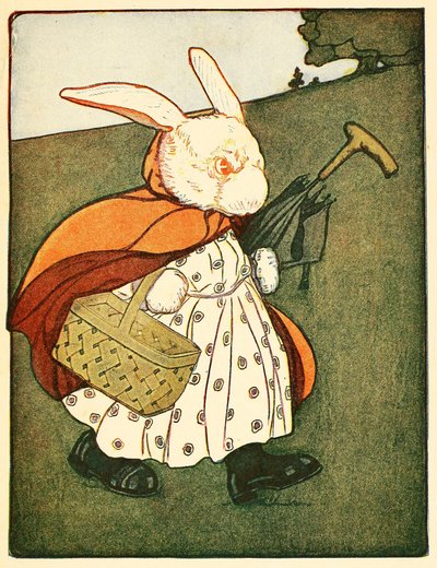 ثم انتقلت السيدة رابيت العجوز…. عبر الخشب إلى الخباز ، من The Tale of Peter Rabbit ، 1916. بواسطة المدرسة الأمريكية