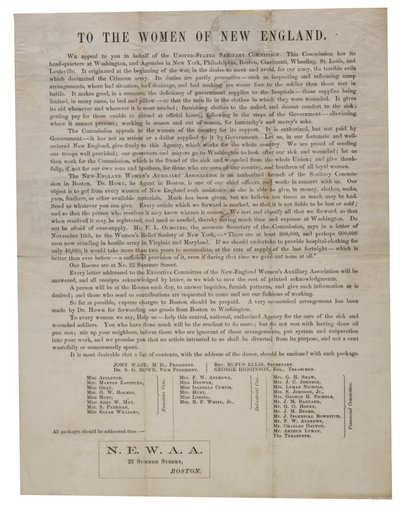 إلى نساء نيو إنجلاند (رسالة دائرية) ، c.1862-1865 بواسطة المدرسة الأمريكية