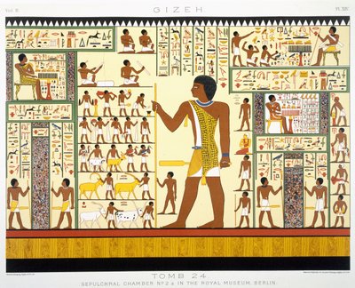 القبر 24 ، غرفة القبر رقم 2 أ ، من الجيزة ، المجلد الثاني ، اللوحة الرابعة عشرة من ، المجلد 2 مصر القديمة بقلم صموئيل أوغستوس بينيون ، نشر 1887 (chromolitho ملون) بواسطة American School