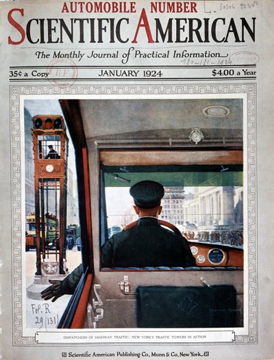 أبراج إشارات المرور والتحكم في حركة المرور في نيويورك - في "" Scientific American "، يناير 1924 بواسطة المدرسة الأمريكية