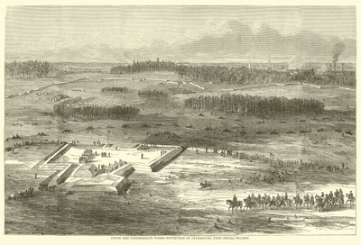 يعمل الاتحاد والكونفدرالية جنوب غرب بطرسبرغ ، من محطة الإشارة ، مارس 1865 بواسطة المدرسة الأمريكية