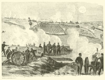 موقع نقابي بالقرب من المركز ، معركة جيتيسبيرغ ، 2 يوليو ، يوليو 1863 بواسطة المدرسة الأمريكية