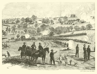 موقع نقابي بالقرب من المركز ، معركة جيتيسبيرغ ، 2 يوليو ، يوليو 1863 بواسطة المدرسة الأمريكية