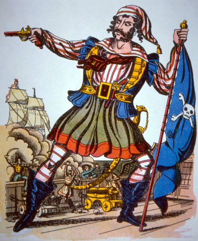 Victorian presentation of a pirate (colour litho) بواسطة المدرسة الأمريكية