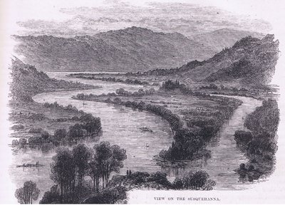 منظر لـ Susquehanna ، رسم توضيحي من حانة Cassell's History of the United States. بواسطة Petter & Galpin c.1890 (litho) بواسطة المدرسة الأمريكية