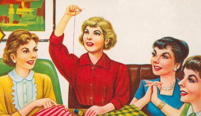 Women at a Sewing Circle بواسطة المدرسة الأمريكية