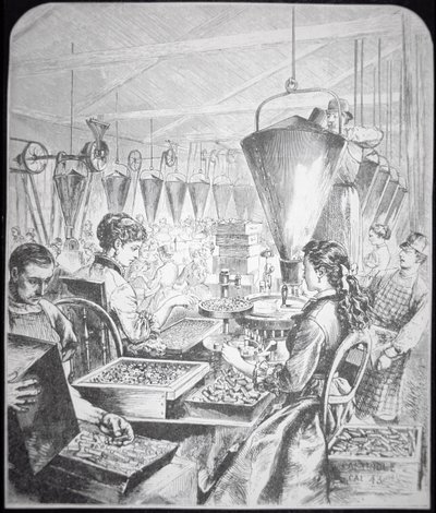 Women working in munitions factory, Bridgeport, Conneticut (engraving) بواسطة المدرسة الأمريكية