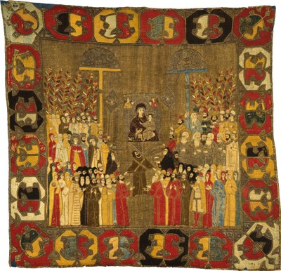 موكب النخيل الأحد في موسكو في 8 أبريل 1498. زوي باليولوجينا مع بنات غادرت تحت إيفان الثالث ، إيلينا من والاشيا ، د ، 1498 بواسطة الفن الروسي القديم