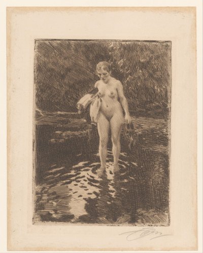 الاستحمام امرأة فورد - Vadstället بواسطة Anders Leonard Zorn (signed by artist)