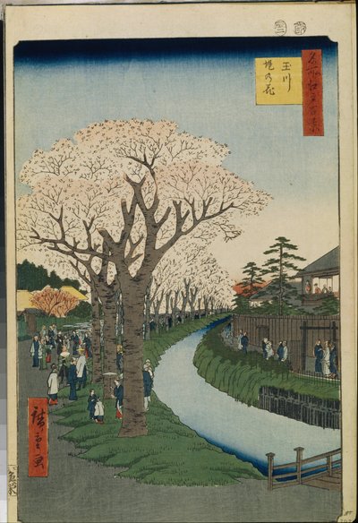 احتفال Cent بالاحتفال بـ "Edo: Cherry Blossoms on the Banks of the Tama River بواسطة أندو أو أوتاغاوا هيروشيغي