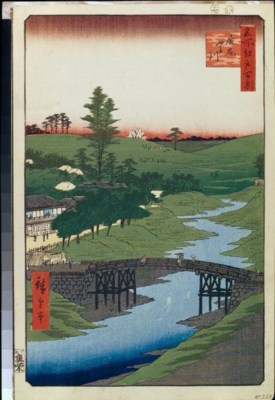 Cent vues celebres d'Edo: Hiroo on Furukawa River (مائة منظر مشهور لإيدو) - هيروشيغي ، أوتاغاوا (1797-1858) - 1856-1858 - نقش خشبي ملون - متحف الإرميتاج ، سانت بطرسبرغ بواسطة أندو أو أوتاغاوا هيروشيغي