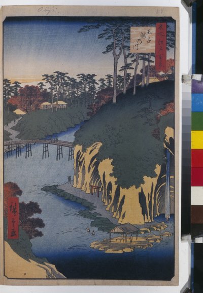 Cent vues celebres d'Edo: The Takinogawa in Oji (مائة منظر مشهور لإيدو) - هيروشيغي ، أوتاغاوا (1797-1858) - 1856-1858 - نقش خشبي ملون - متحف الإرميتاج ، سانت بطرسبرغ بواسطة أندو أو أوتاغاوا هيروشيغي