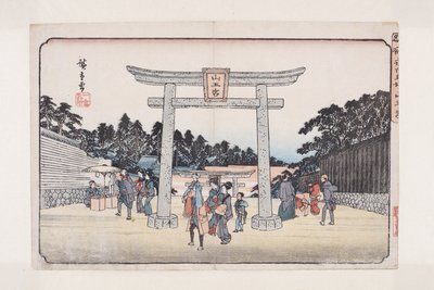 سان؟ ضريح في Nagata Riding Grounds (Nagatababa Sann؟ g؟) (طباعة خشبية ملونة) بواسطة أندو أو أوتاغاوا هيروشيغي