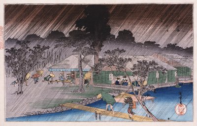 دش الشفق في بنك Tadasu ، من سلسلة "الأماكن الشهيرة في كيوتو" Ando Hiroshige بواسطة أندو أو أوتاغاوا هيروشيغي
