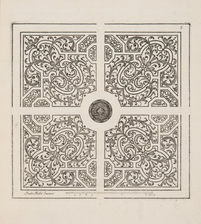 تصميم لـ Parterre ، من Theatre des Plans et Jardinages ، حانة. 1652 (نقش) بواسطة أندريه موليه