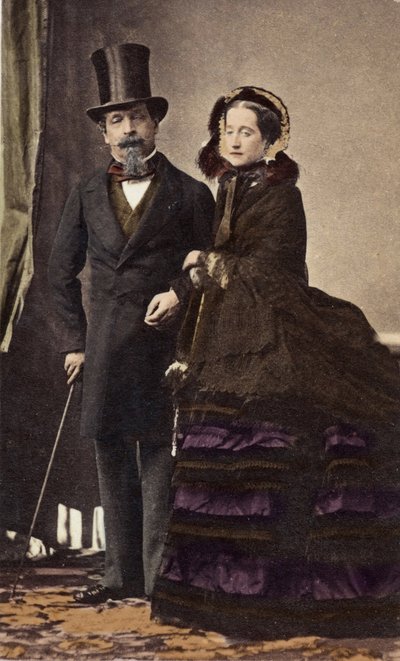 نابليون الثالث والإمبراطورة أوجيني بواسطة ديسديري (1819-1889) - حوالي 1865 - التلوين الرقمي بواسطة أندريه أدولف يوجين ديسديري