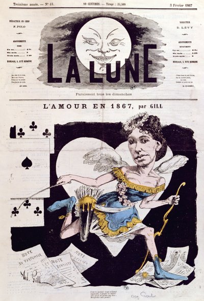 رسم كاريكاتوري لؤلؤة كورا (1842 - c.1886) من "لا لون" ، 3 فبراير 1867 بواسطة أندرو جيل