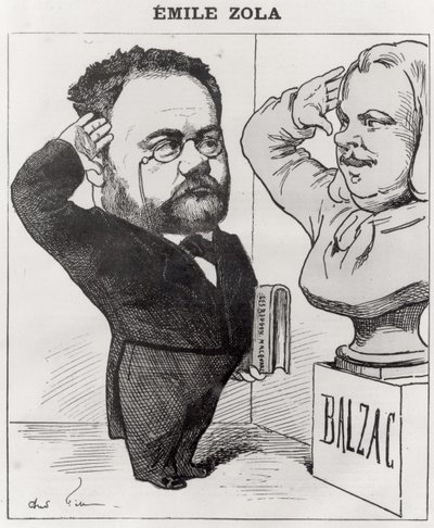 كاريكاتير إميل زولا (1840-1902) تحية تمثال نصفي للشرف (1799-1850) 1878 بواسطة أندرو جيل