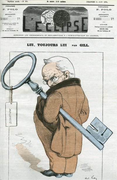 رسم كاريكاتوري لأدولف تييرز (1797-1877) ، رجل دولة فرنسي. غلاف في “L
