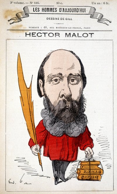 رسم كاريكاتوري لهيكتور مالوت ، الكاتب الفرنسي (1830-1907) - بقلم جيل ، في "" Les Hommes d