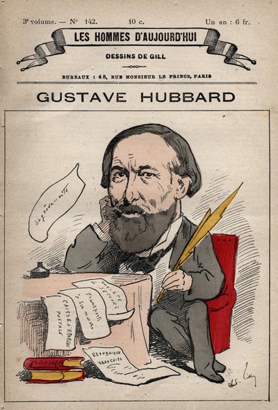 كارتون لنيكولا جوستاف هوبارد (1828-1888) خبير اقتصادي سياسي إنجليزي من "Les Hommes d'Today" ج. 1779 - 1880 بواسطة أندريه جيل (1840-1885) بواسطة أندرو جيل