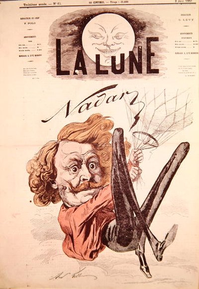الغلاف الأمامي لمجلة La Lune يظهر فيها نادار (1820-1910) ، 2 يونيو 1867 (ليثو ملون) بواسطة أندرو جيل