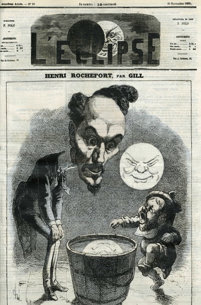 هنري روشفورت (1831-1913) ، صحفي وكاتب وسياسي فرنسي. الغلاف في "L'Eclipse" بقلم جيل ، 21 نوفمبر بواسطة أندرو جيل