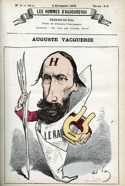 صورة لأوغست فاكويري (1819-1895) ، شاعر وكاتب مسرحي وصحفي فرنسي. كارتون جيل ، باريس. بواسطة أندرو جيل